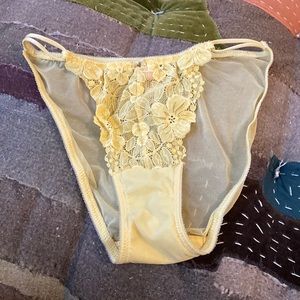 Buttercup Victoria’s Secret Small sexy panties w/ lace. See through in the back!